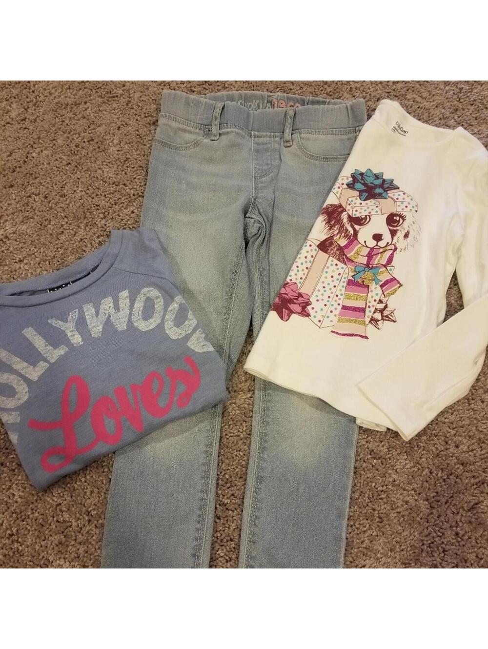 Baby Gap Girls Jeans Hollywood Doggie Tee Shirts Bundle size 5